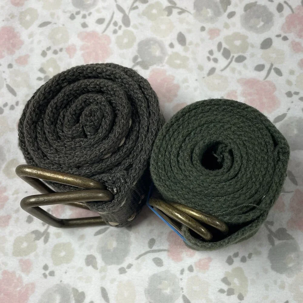 2 D-Ring Kids/Teens Belts - Hunter Green - 32-33 Inches long